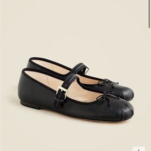 J Crew Logan Mary Jane Ballet Flats in Black Leather CC018